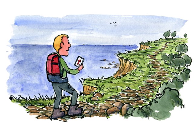 illustration of hiker with digital map