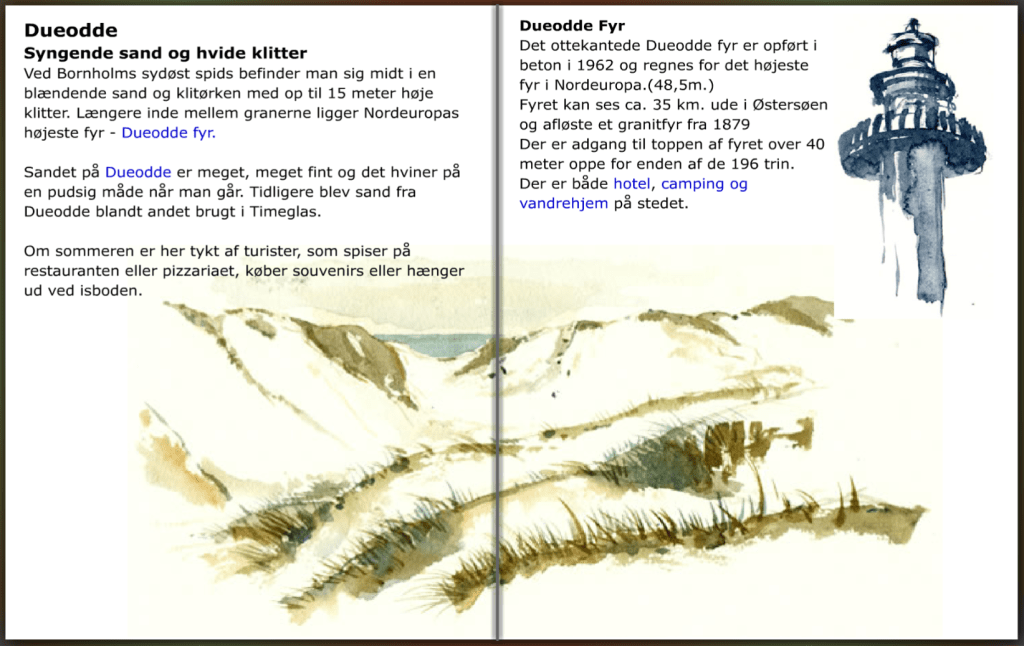 Dueodde oplysninger, til Bornholm til fods guide. hiking guide by Frits Ahlefeldt
