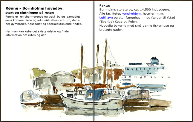 Beskrivelse af Rønne, start af Bornholm rundt. Flash snapshot hiking guide by Frits Ahlefeldt