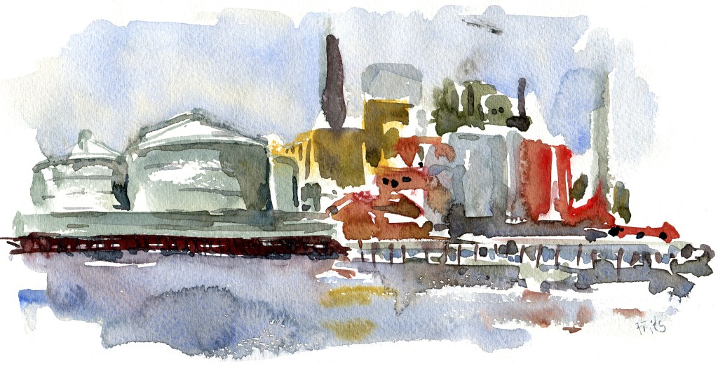 roenne, akvarel - Watercolor by Frits Ahlefeldt Bornholm Coast path