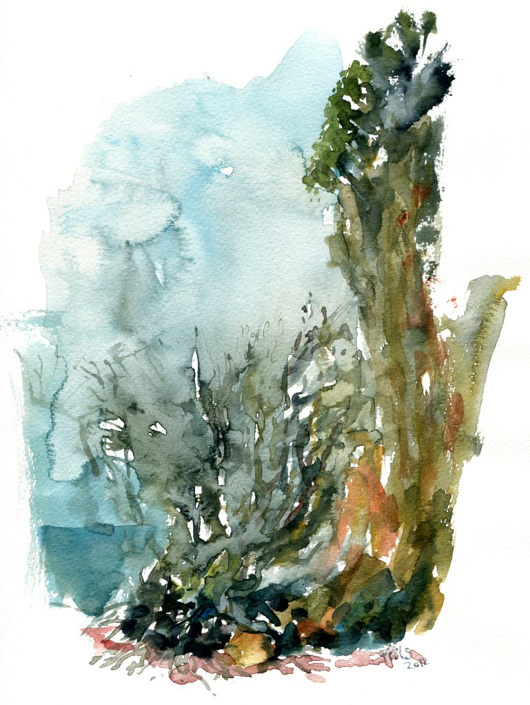 south coast, akvarel - Watercolor by Frits Ahlefeldt Bornholm Coast path
