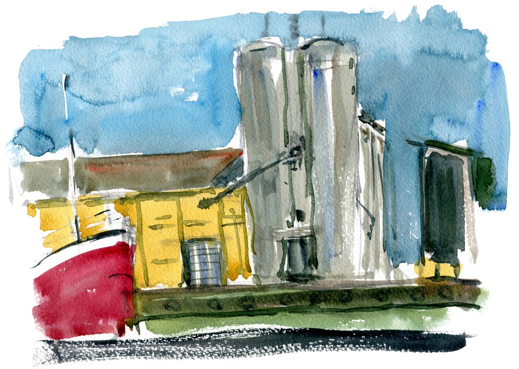 nexø, akvarel - Watercolor by Frits Ahlefeldt Bornholm Coast path