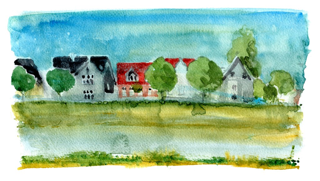 Nexo, akvarel - Watercolor by Frits Ahlefeldt Bornholm Coast path