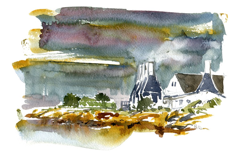 svaneke, akvarel - Watercolor by Frits Ahlefeldt Bornholm Coast path