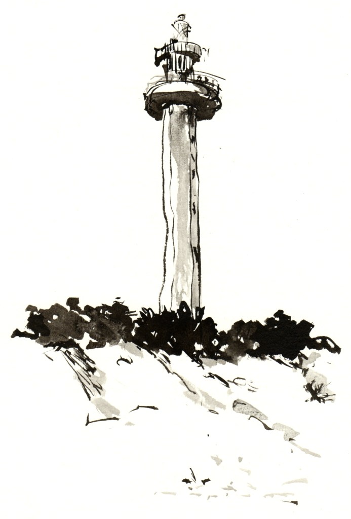 lighthouse, akvarel - Watercolor by Frits Ahlefeldt Bornholm Coast path