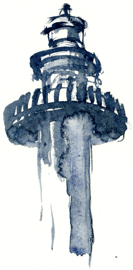 lighthouse, akvarel - Watercolor by Frits Ahlefeldt Bornholm Coast path