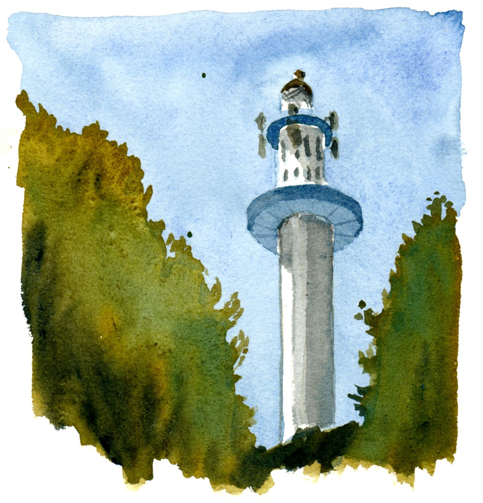 lighthouse, akvarel - Watercolor by Frits Ahlefeldt Bornholm Coast path