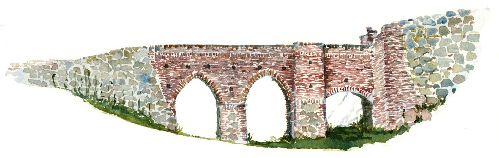 Castle ruin, akvarel - Watercolor by Frits Ahlefeldt Bornholm Coast path