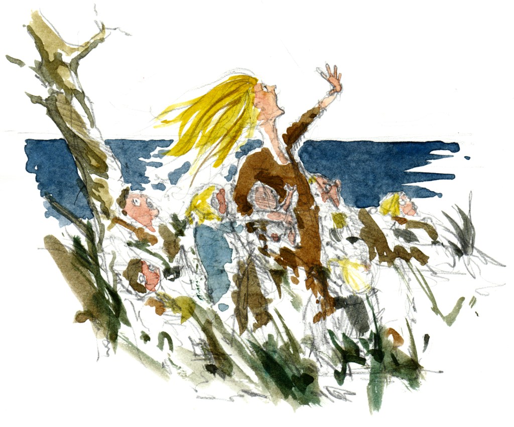 hellig kvinde, akvarel - Watercolor by Frits Ahlefeldt Bornholm Coast path