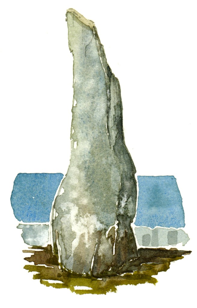 Bornholm holy stone, ancient, akvarel - Watercolor by Frits Ahlefeldt Bornholm Coast path