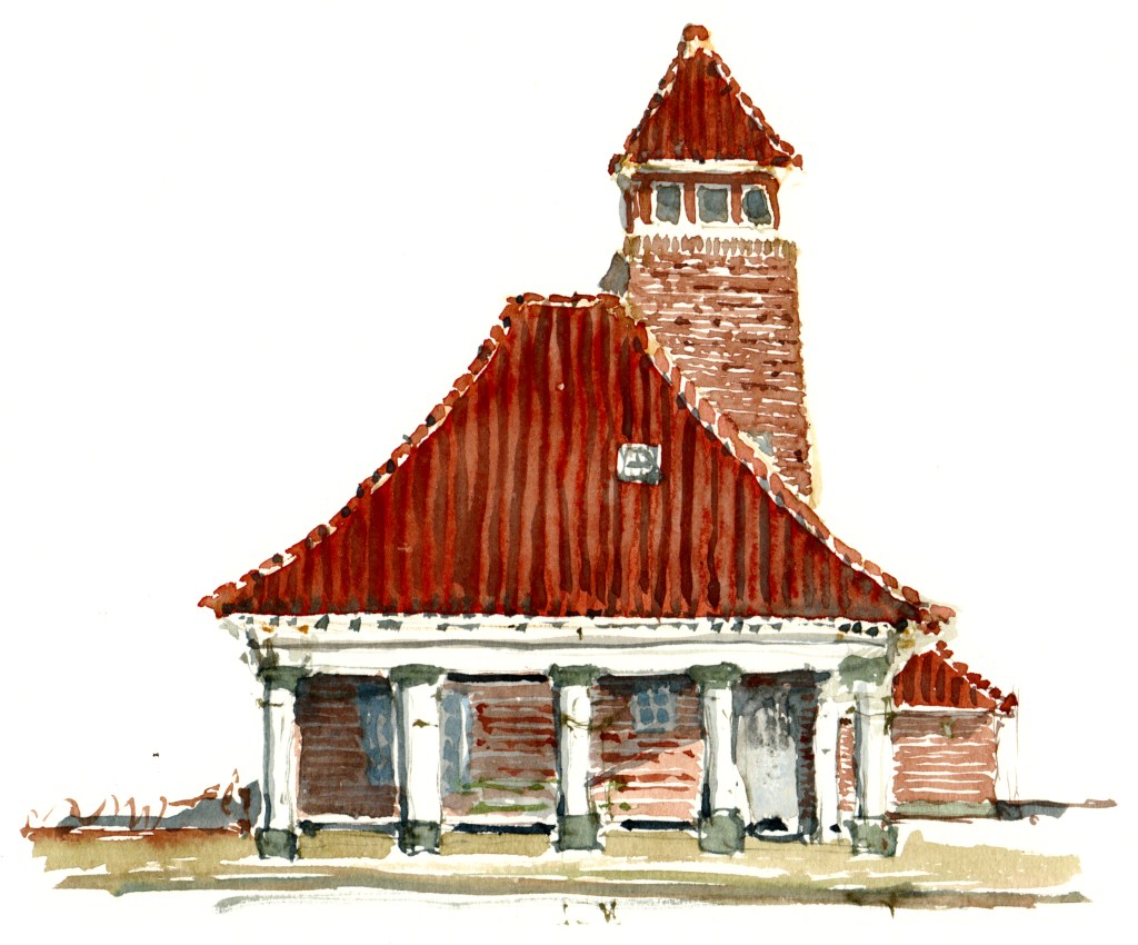 Rønne - akvarel - Watercolor by Frits Ahlefeldt Bornholm Coast path