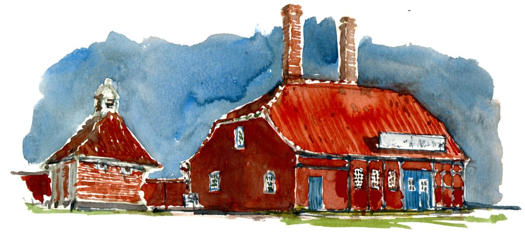 Rønne, akvarel - Watercolor by Frits Ahlefeldt Bornholm Coast path