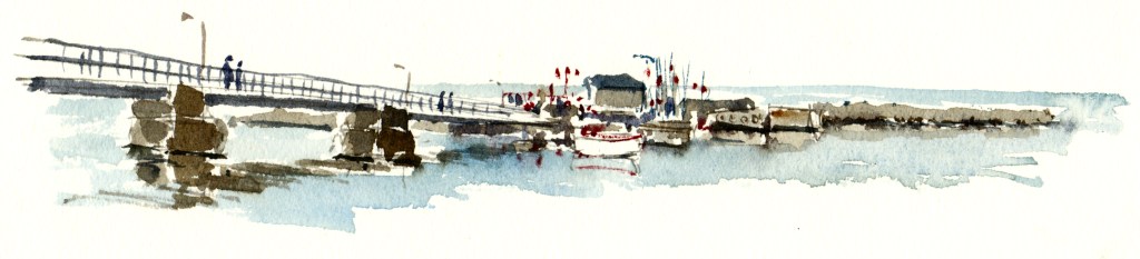 Snogebæk, akvarel - Watercolor by Frits Ahlefeldt Bornholm Coast path