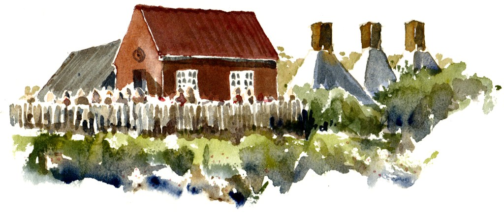 akvarel - Watercolor by Frits Ahlefeldt Bornholm Coast path