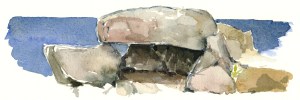 Stones, sten, akvarel - Watercolor by Frits Ahlefeldt Bornholm Coast path