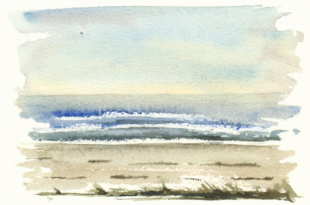 beach - akvarel - Watercolor by Frits Ahlefeldt Bornholm Coast path