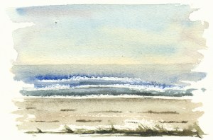 beach - akvarel - Watercolor by Frits Ahlefeldt Bornholm Coast path