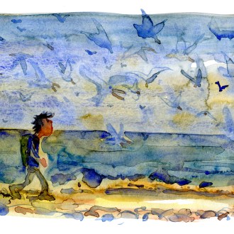 akvarel af Frits Ahlefeldt